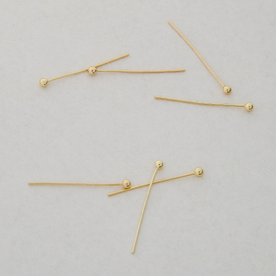Szpilki z okrągłą główką z mosiądzu w kolorze złotym 20x0,45mm