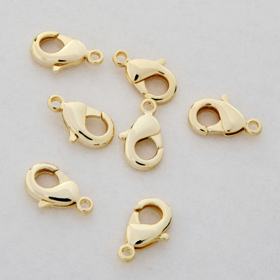 Zapięcie karabińczyk z mosiądzu w kolorze złotym 12mm