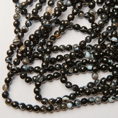 Czarny agat kulka fasetowana 6mm