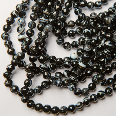 Czarny agat kulka fasetowana 10mm