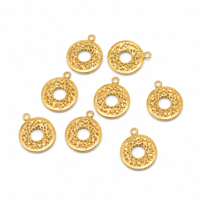 Srebrna zawieszka ornament wycięty z kóleczkiem AG925 pozłacany 13,5mm