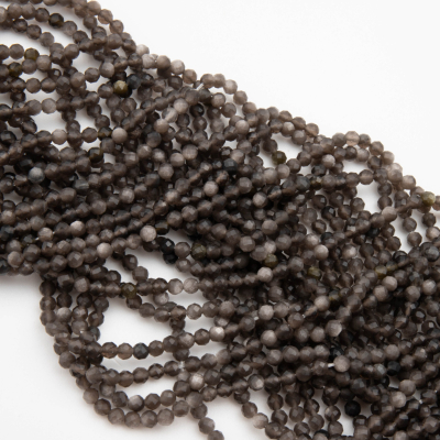 Srebrny obsydian kulka fasetowana 3mm