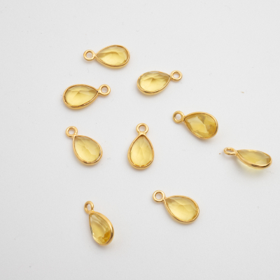 Cytryn łezka fasetowana zawieszka w okuciu pozłacanym AG925 5,5x8,5mm