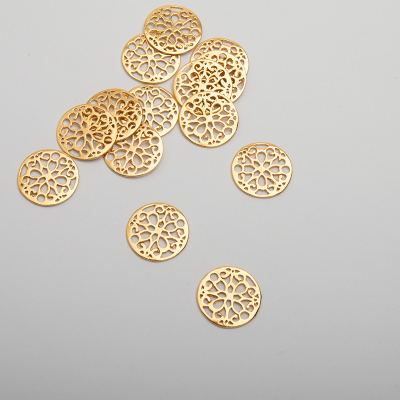Srebrna zawieszka do bransoletek kółko ażurowe AG925 pozłacana 15.5mm
