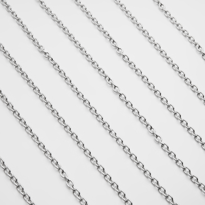 Łańcuszek ze stali chirurgicznej owale gładkie w kolorze srebrnym 5x3,5mm